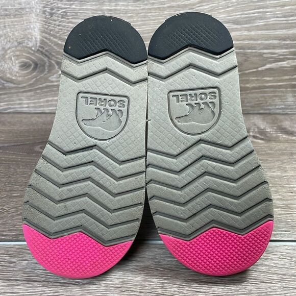 Sorel Rylee Waterproof Black Suede Warm Lined Pink Stars Toddler Girl Sz 8 Boots - Picture 7 of 13